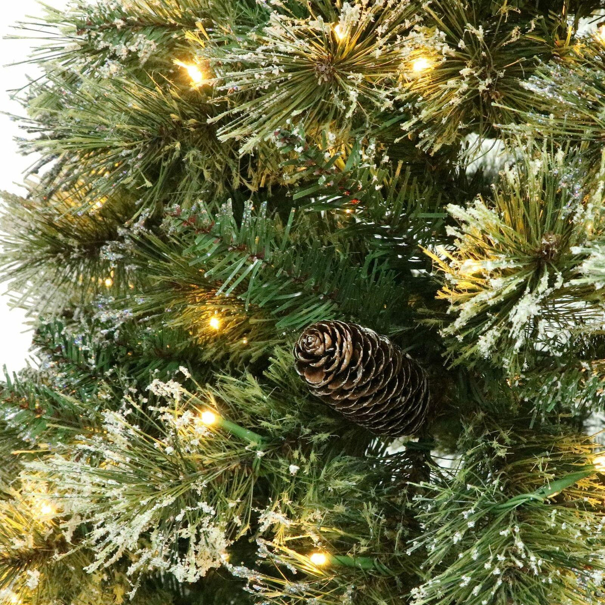 7-foot Cashmere Pine and Mixed Needles Pre-Lit Clear LED Hinged Artificial Chris
