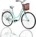 26 Inch Complete Cruiser Bicycles, Single Speed Beach Bike for Women - Classic Retro Bicycle with Front Basket &amp; Rear Racks, Comfortable Road Bikes for Leisure Picnics &amp; Shopping [U.S. Delivery]