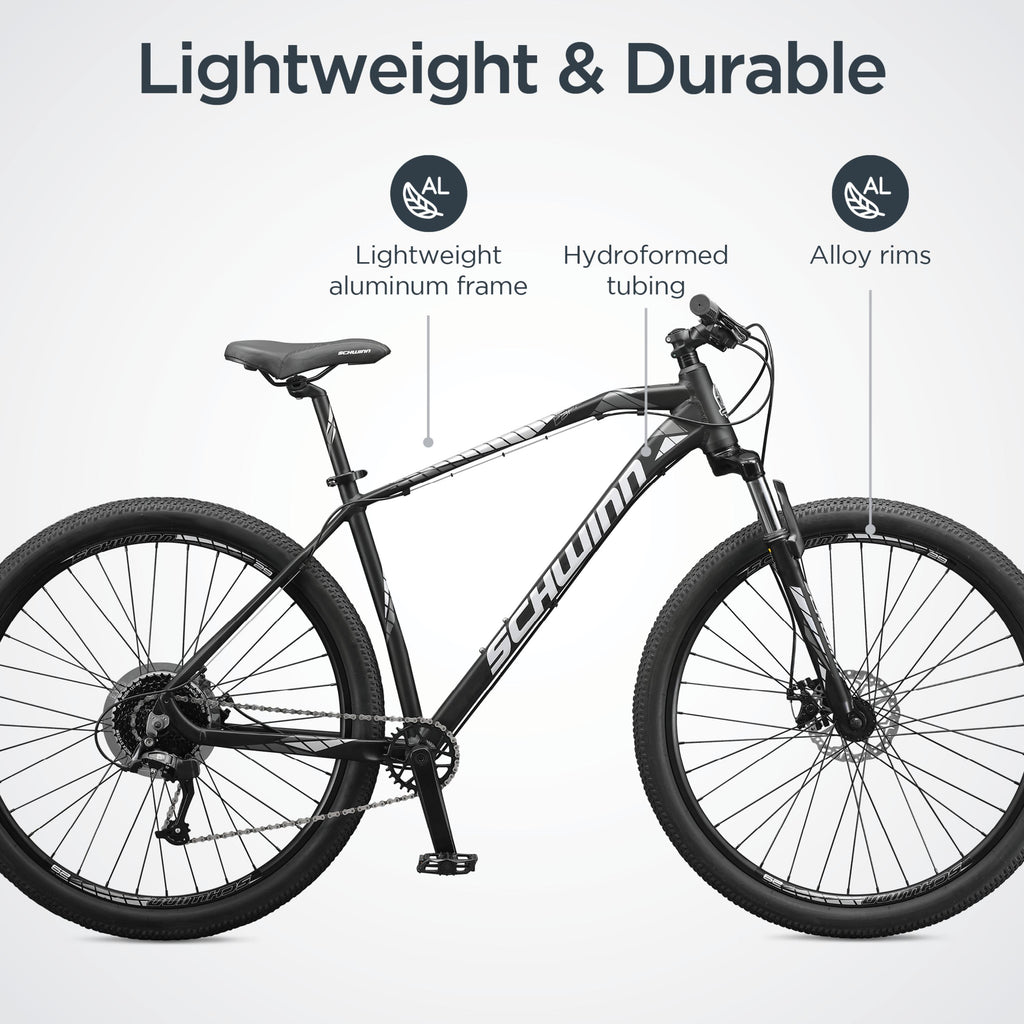 Schwinn Taff Mountain Bike, 29-inch wheels, 8 speeds, black / white