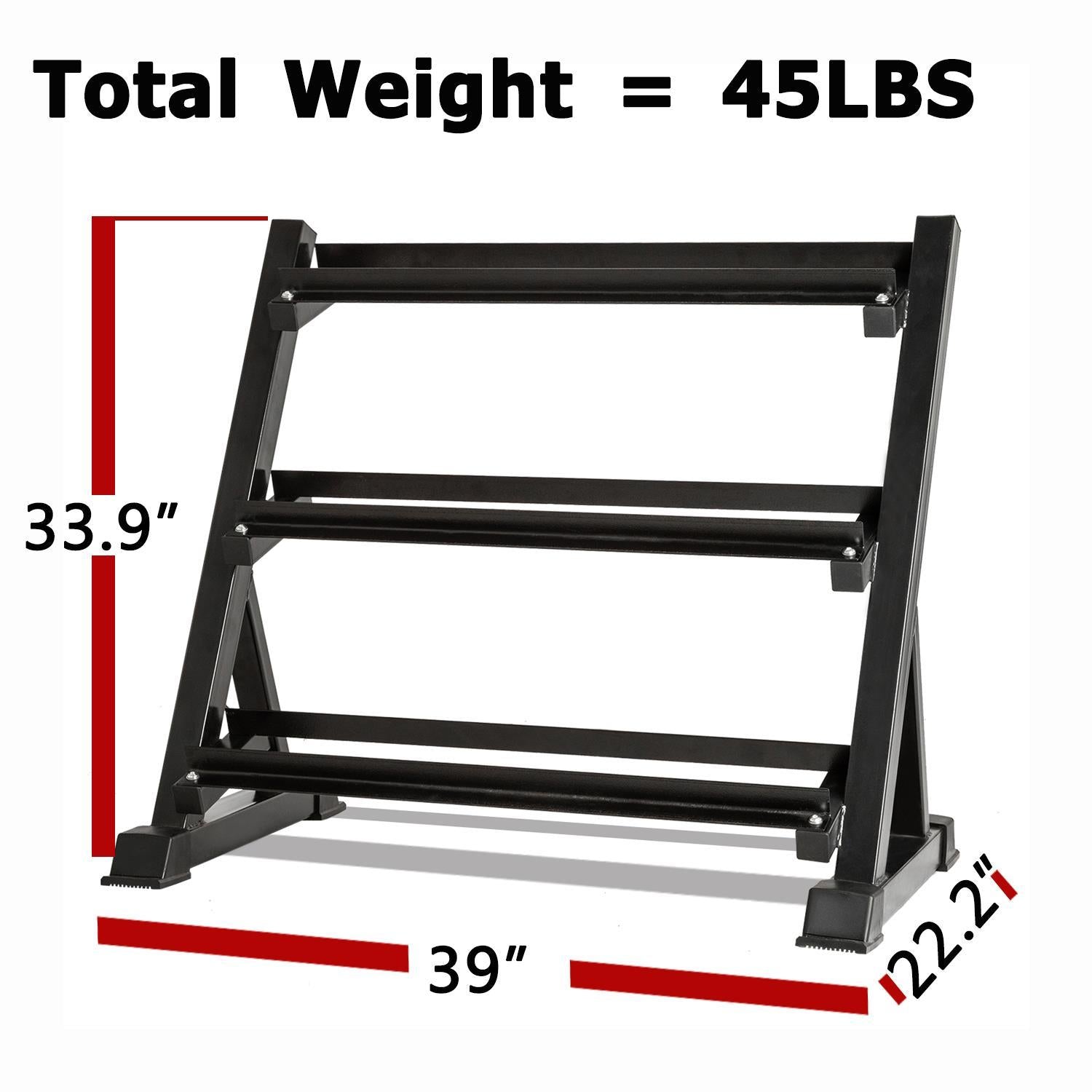 Winado 3 Tier Metal Steel Home Workout Gym Dumbbell Weight Rack StoraStand