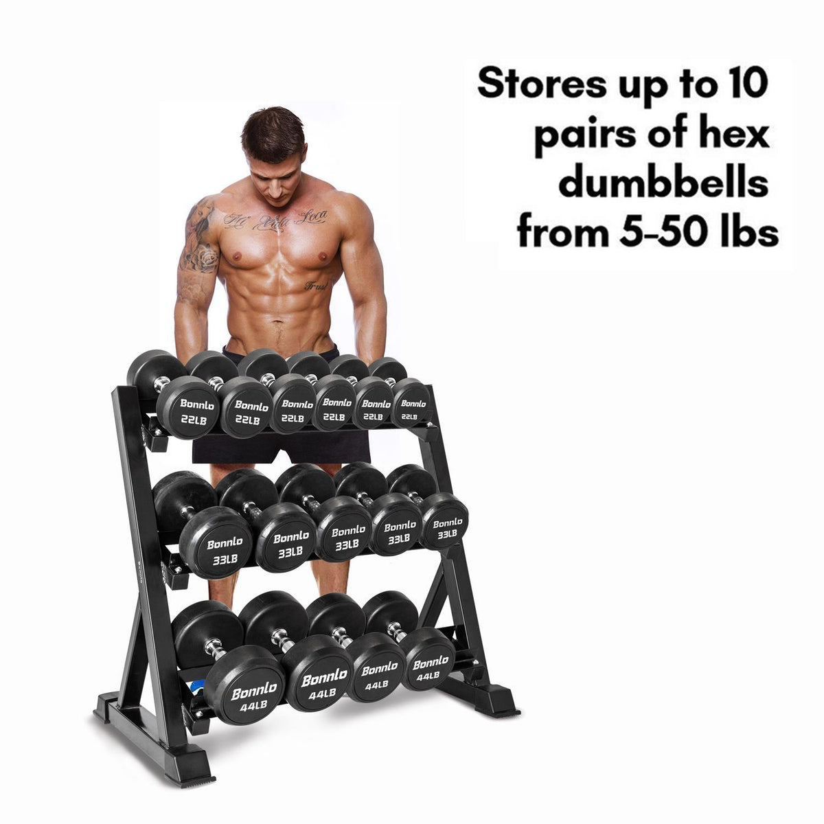 GoDecor 3 Tier Dumbbell Rack, Weights StoraRack Stand