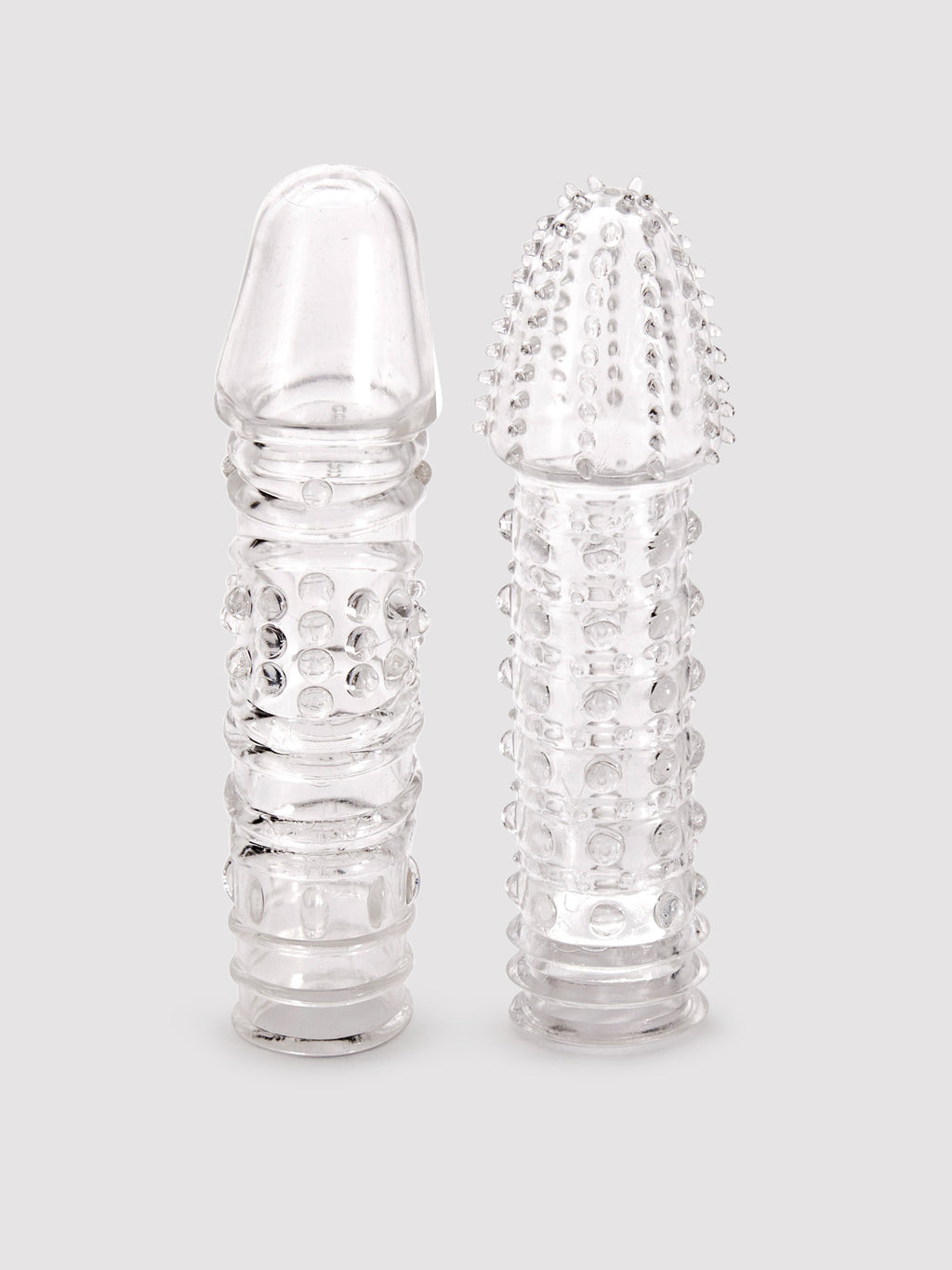 Lovehoney Twin Teasers Textured Penis Sleeves (2 Pack), Clear
