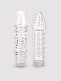Lovehoney Twin Teasers Textured Penis Sleeves (2 Pack), Clear