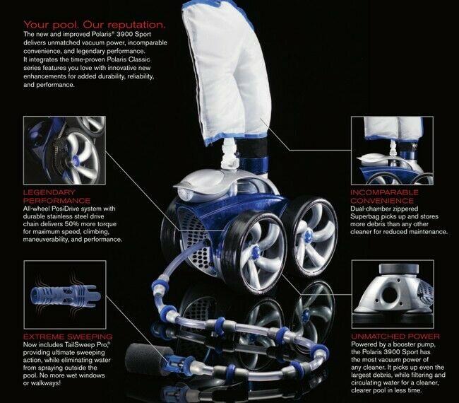 polaris 3900 sport pressure side pool cleaner f6 newest model &amp; improved