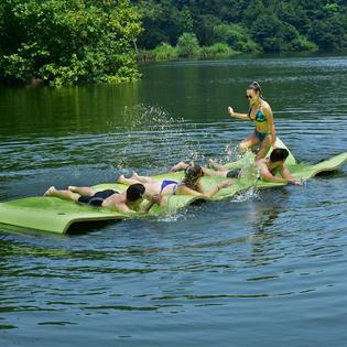 Gymax 12' x 6' Floating Water Pad Mat 3-Layer Foam Floating Island for Pool Lake Green