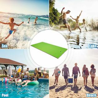 Gymax 12' x 6' Floating Water Pad Mat 3-Layer Foam Floating Island for Pool Lake Green