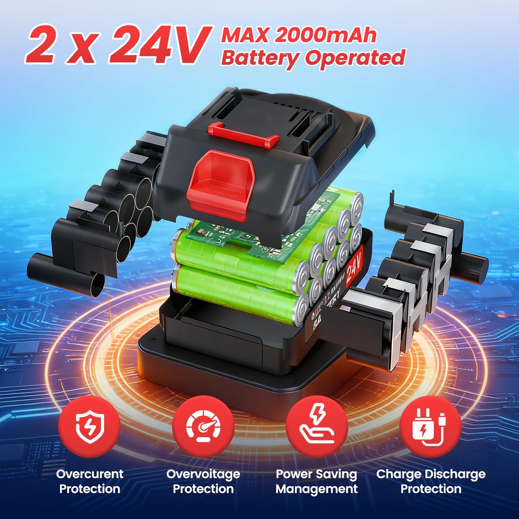 24V Electric Weed Wacker with Wheels, Grass Trimmer Cordless, 3 in 1 Weed Eater Battery Powered with 2pcs Batteries &amp; Charger, Weed Trimmer/Brush Cutter/Edger Lightweight for Lawn &amp; Yard