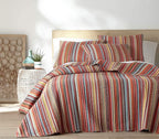 Levtex Home - Uluru Quilt Set - Twin Quilt + Two Standard Pillow Shams - Boho Stripe - OranTeal Red Green Yellow Black White - Quilt (68x86in.) and Pillow Sham (26x20in.) - Cotton