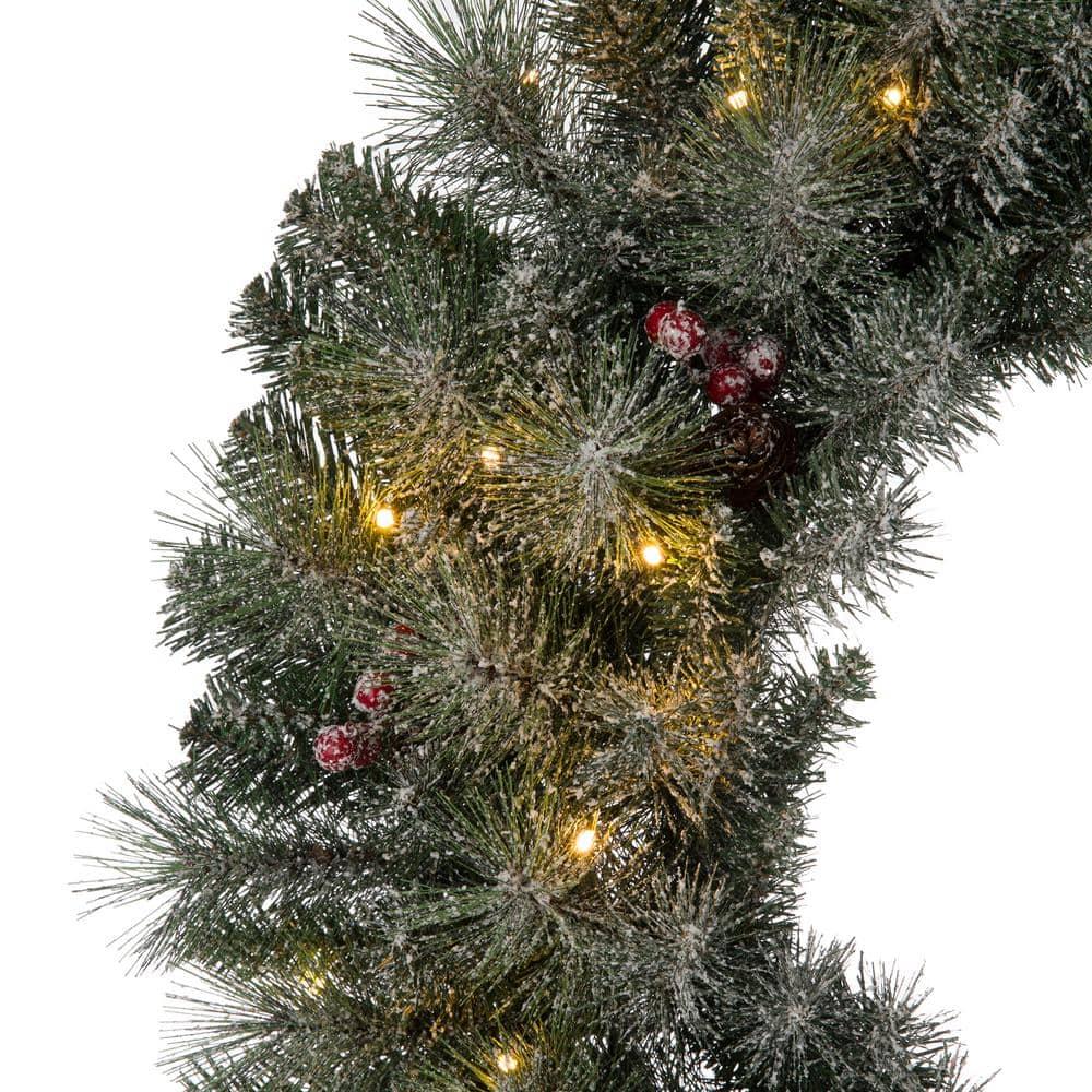42 in. D Oversized Pre-Lit Glittered Pine Cone Artificial Christmas Wreath with 70 Warm White Lights