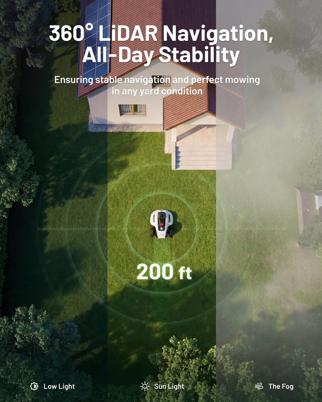 (2026 Upgrade)  YUKA mini 2 1000H Robotic Lawn Mower, for 0.25 Acre, 360° LiDAR + AI Vision, 45% Slope, DropMow, Smart Battery Management,Cutting Heights 2.0"-3.5"