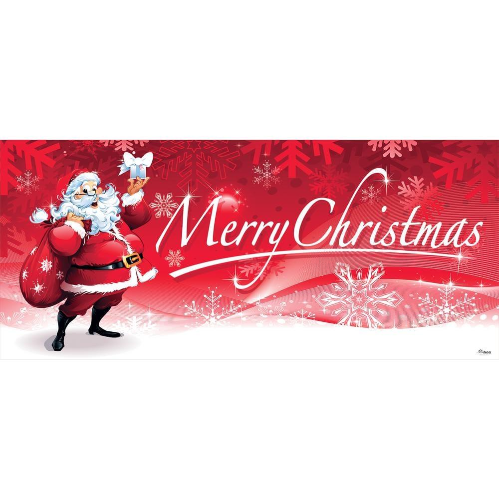 7 ft. x 16 ft. Santa's Merry Christmas Garage Door Decor Mural for Double Car Garage