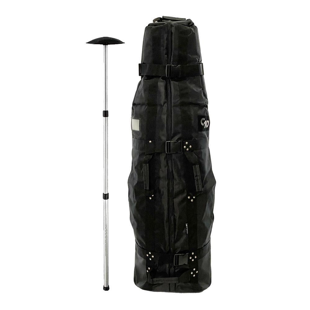 CHARLIE10 Rolling Golf Travel Bag (Black) with Club Protector Rod | Fits Most Stand or Cart Bags