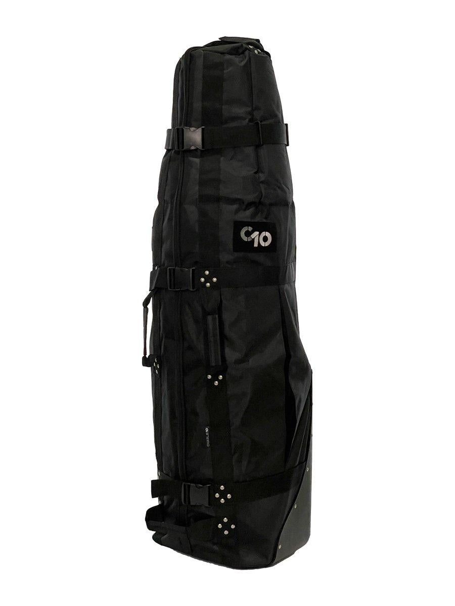 CHARLIE10 Rolling Golf Travel Bag (Black) with Club Protector Rod | Fits Most Stand or Cart Bags