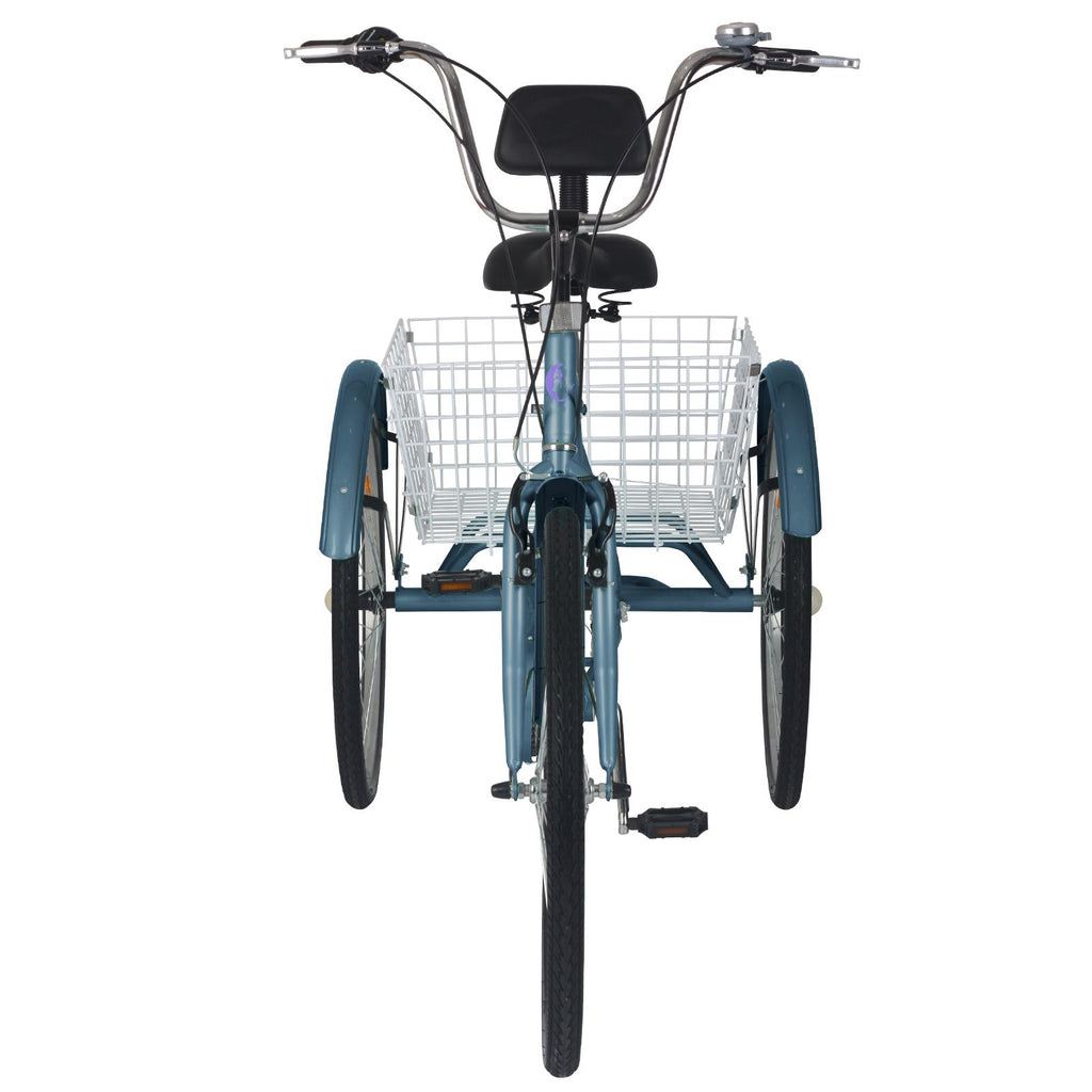 Lilypelle Adult Tricycles 7 Speed 16/20/24/26 Inch Three Wheel Bike Cruiser Cargo Trike with Low-Step Through Frame/LarBasket/Backrest Saddle for Men, Women