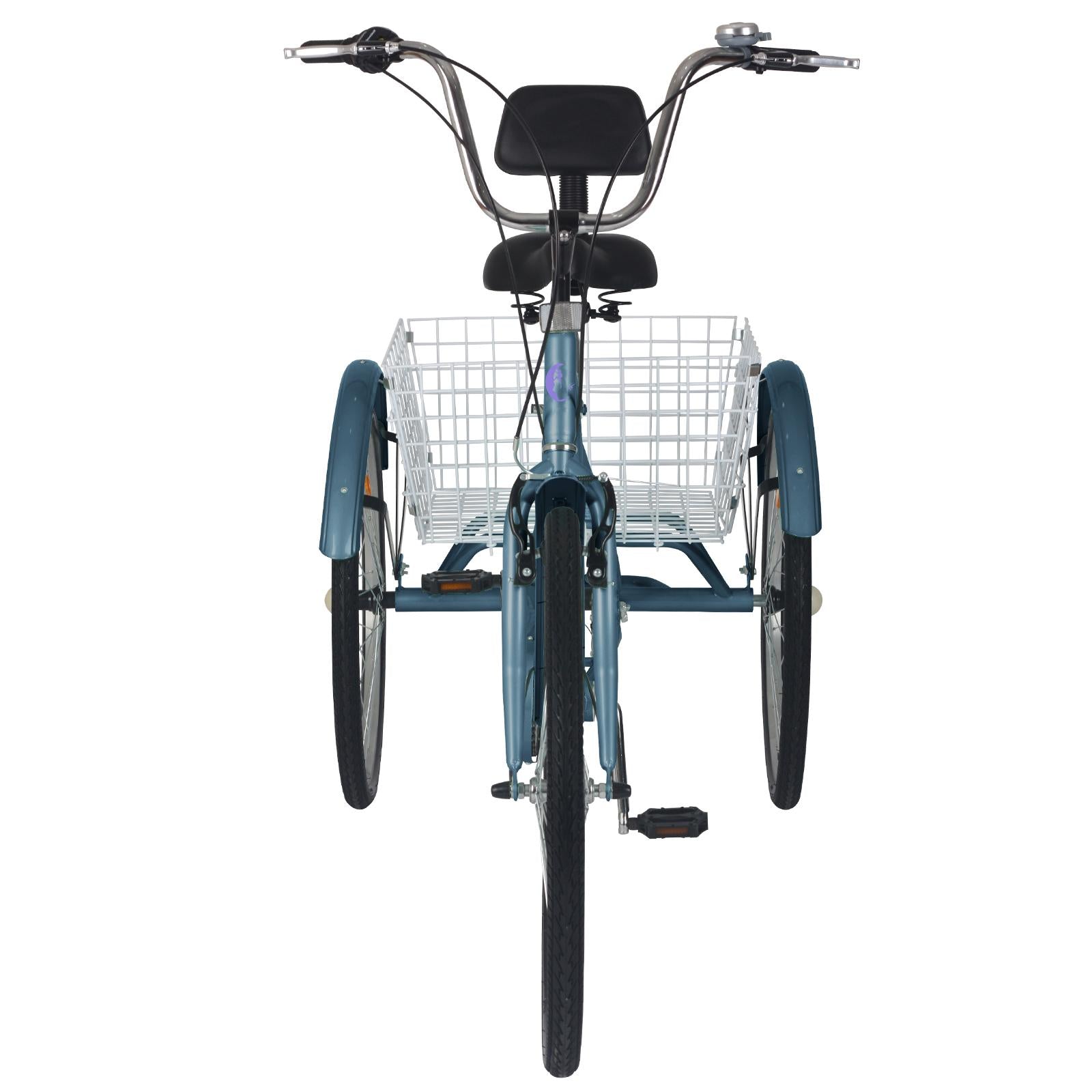 Lilypelle Adult Tricycles 7 Speed 16/20/24/26 Inch Three Wheel Bike Cruiser Cargo Trike with Low-Step Through Frame/LarBasket/Backrest Saddle for Men, Women
