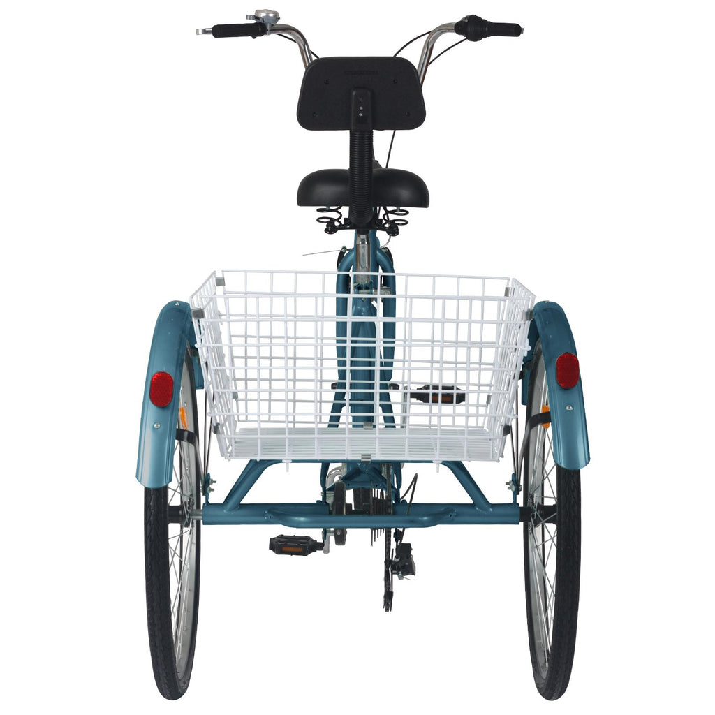 Lilypelle Adult Tricycles 7 Speed 16/20/24/26 Inch Three Wheel Bike Cruiser Cargo Trike with Low-Step Through Frame/LarBasket/Backrest Saddle for Men, Women