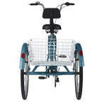 Lilypelle Adult Tricycles 7 Speed 16/20/24/26 Inch Three Wheel Bike Cruiser Cargo Trike with Low-Step Through Frame/LarBasket/Backrest Saddle for Men, Women