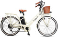 26" Adult Electric Bicycle 250W Ebike for Female City Electric Bike with Bakset and Removable 36V12A LarCapacity Battery