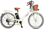 26" Adult Electric Bicycle 250W Ebike for Female City Electric Bike with Bakset and Removable 36V12A LarCapacity Battery