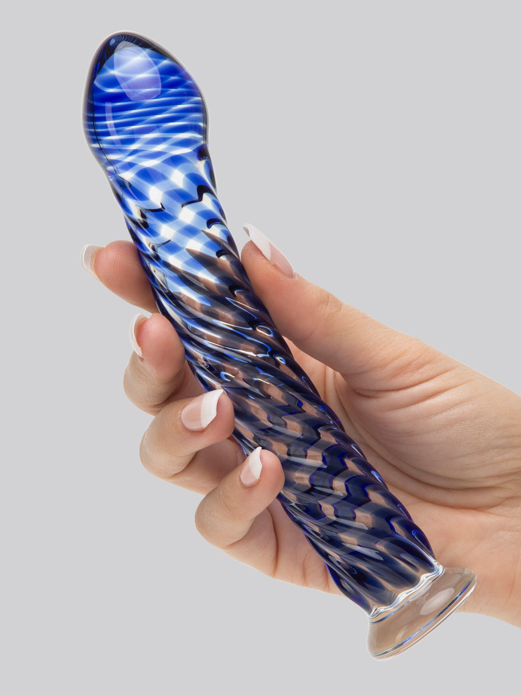 Lovehoney Blue Swirl Textured Sensual Glass Dildo, Blue