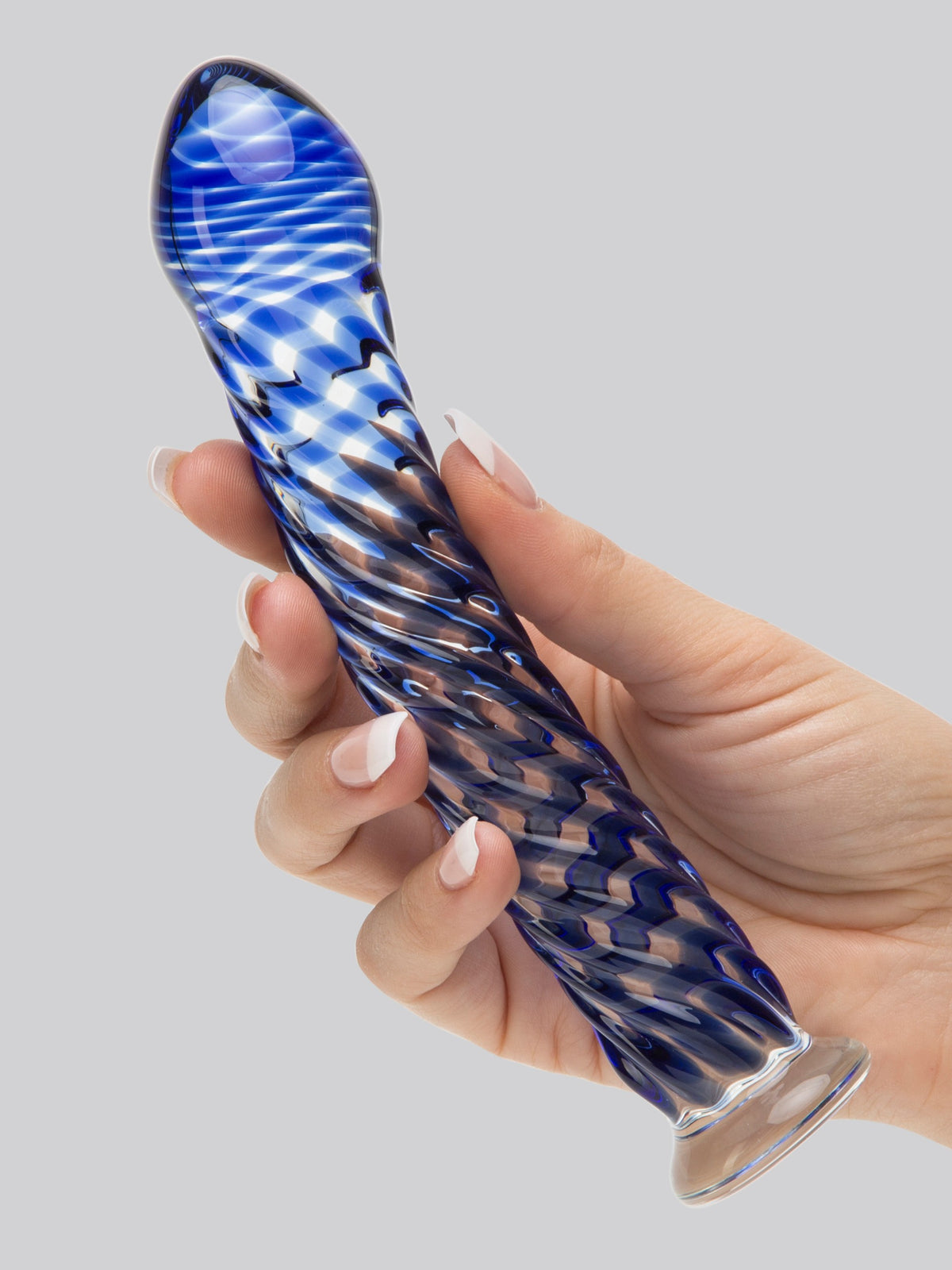 Lovehoney Blue Swirl Textured Sensual Glass Dildo, Blue