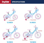 JOYSTAR Angel Girls Bike 12 14 16 18 Inch Kids Bike with Training Wheels for 2-9 Years Old, 18 Inch Kids Bike with Kickstand, Toddler Bicycle, Blue, Fuchsia, Purple