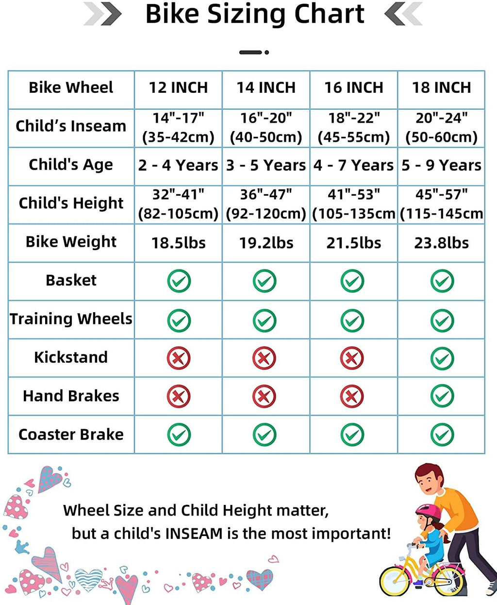JOYSTAR Angel Girls Bike 12 14 16 18 Inch Kids Bike with Training Wheels for 2-9 Years Old, 18 Inch Kids Bike with Kickstand, Toddler Bicycle, Blue, Fuchsia, Purple