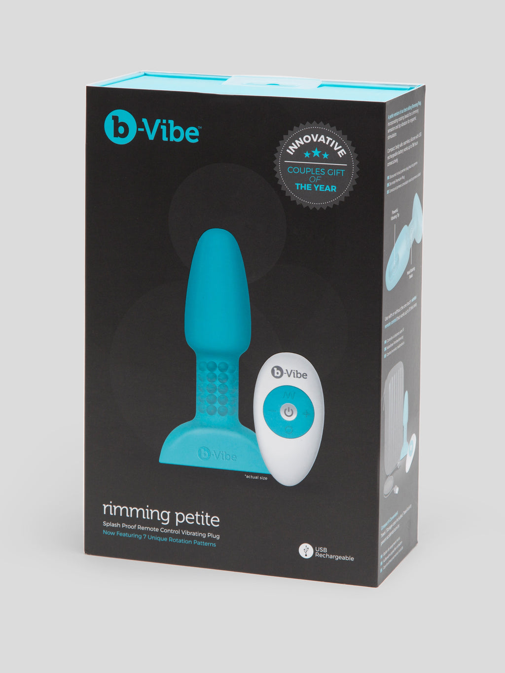 b-Vibe Remote Control Rechargeable Vibrating Rimming Butt Plug, Blue