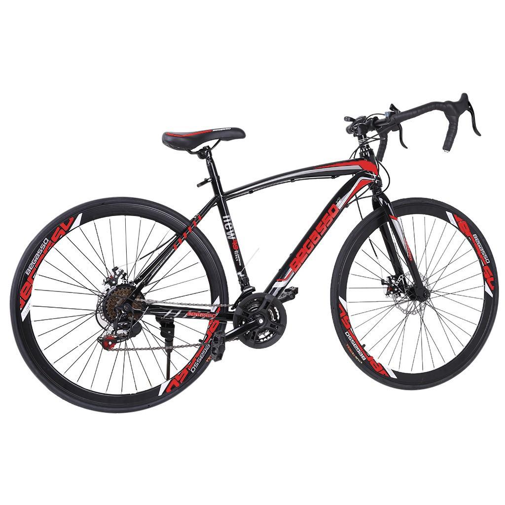 VKEKIEO Adult 26 In., Road Bicycle, 21 Speed Begasso Bike for Men and Women, Black and Red