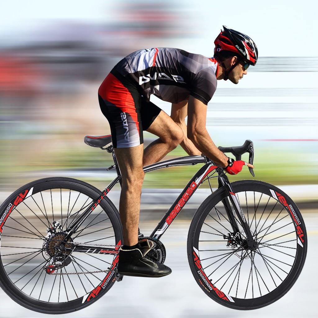 VKEKIEO Adult 26 In., Road Bicycle, 21 Speed Begasso Bike for Men and Women, Black and Red