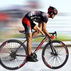 VKEKIEO Adult 26 In., Road Bicycle, 21 Speed Begasso Bike for Men and Women, Black and Red