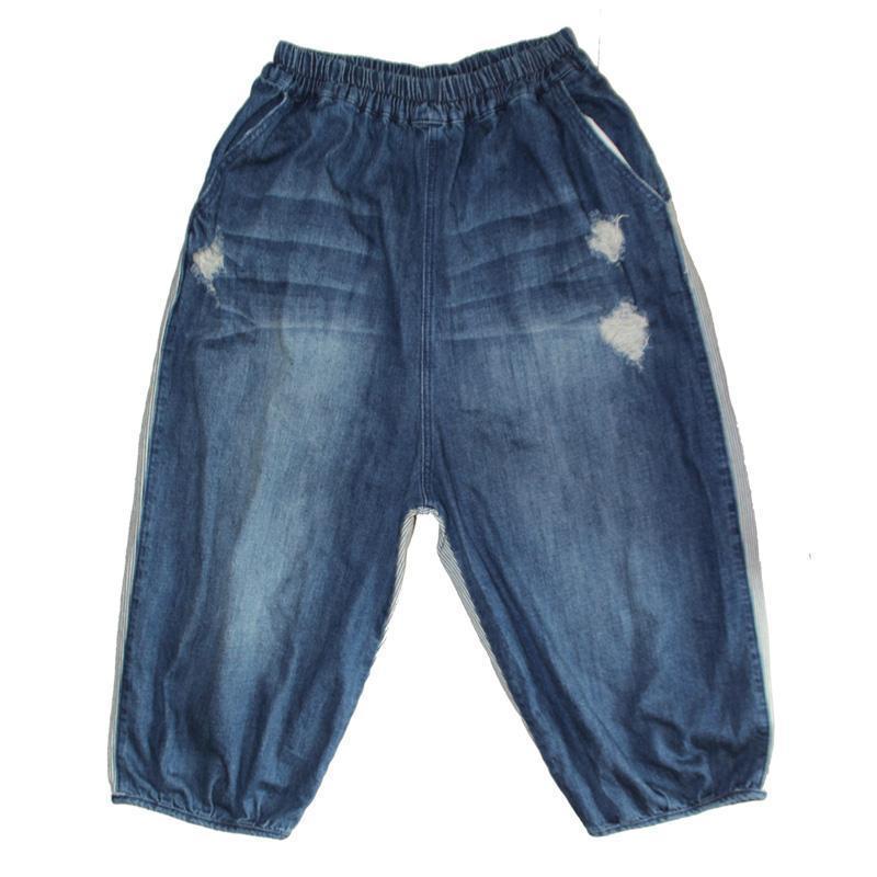 babakud women loose denim pants washed holes stitching spring autumn
