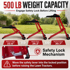 Lawn Mower Jack Lift 500-LB Carbon Steel Manual Crank Adjustable Width Tool | 3-Level Height Adjustment ,4-Level Tire Width Adjustment, Easy Operation Multiple Equipment ,Durable Construction