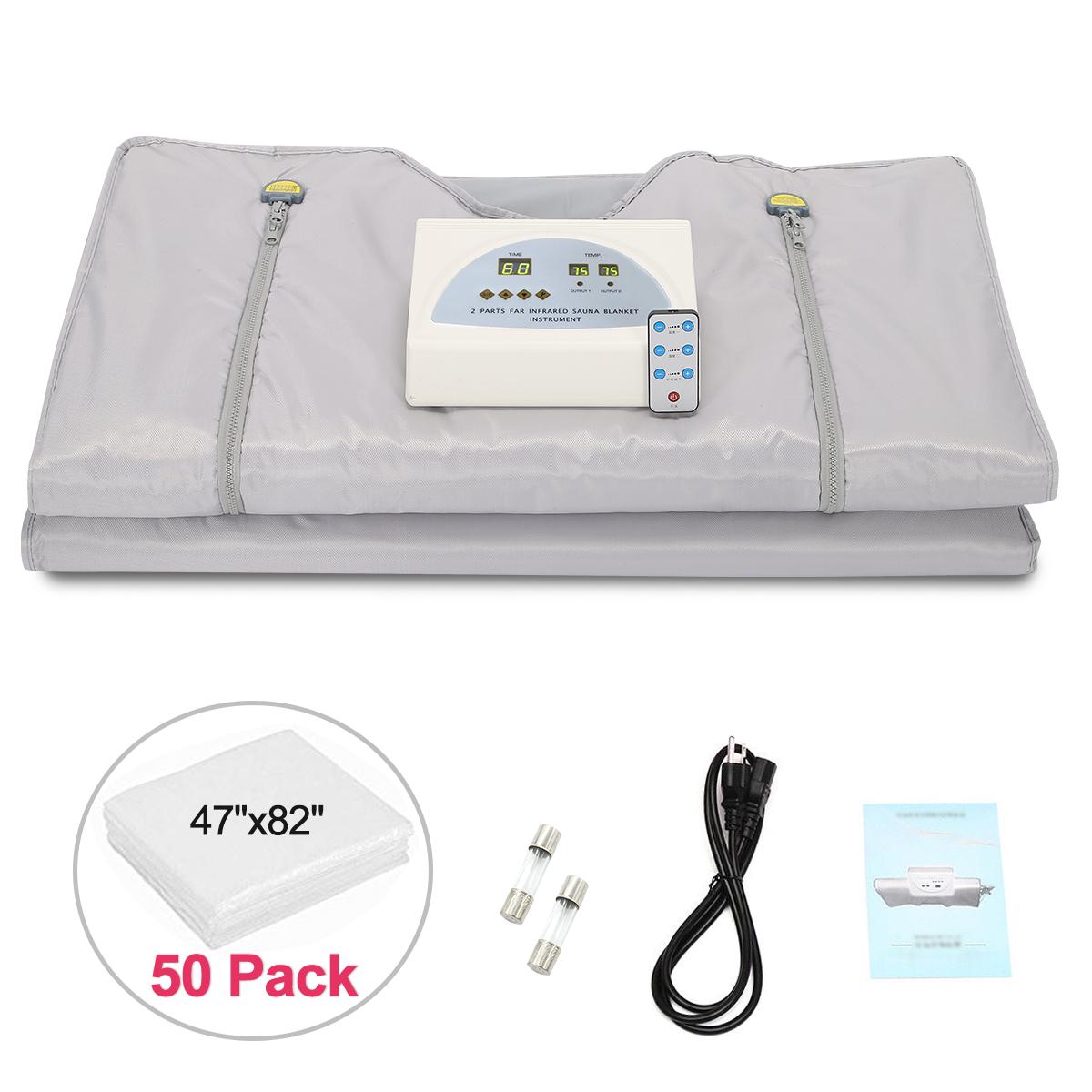 FICISOG Sauna Blanket,75" Length Upgraded Zipper style Heat Far Infrared Blanket Digital Body Heating Sauna,Gray
