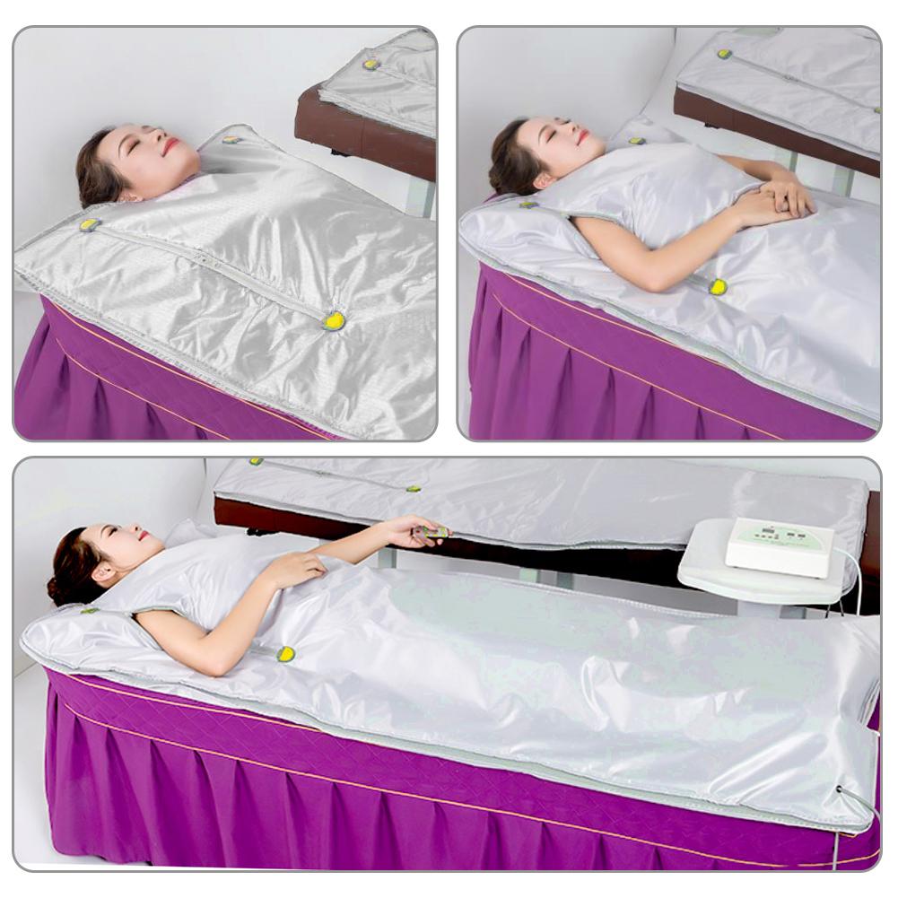 FICISOG Sauna Blanket,75" Length Upgraded Zipper style Heat Far Infrared Blanket Digital Body Heating Sauna,Gray