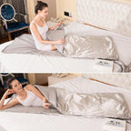 FICISOG Sauna Blanket,75" Length Upgraded Zipper style Heat Far Infrared Blanket Digital Body Heating Sauna,Gray