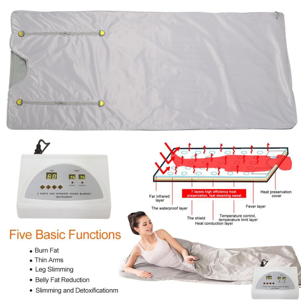 FICISOG Sauna Blanket,75" Length Upgraded Zipper style Heat Far Infrared Blanket Digital Body Heating Sauna,Gray
