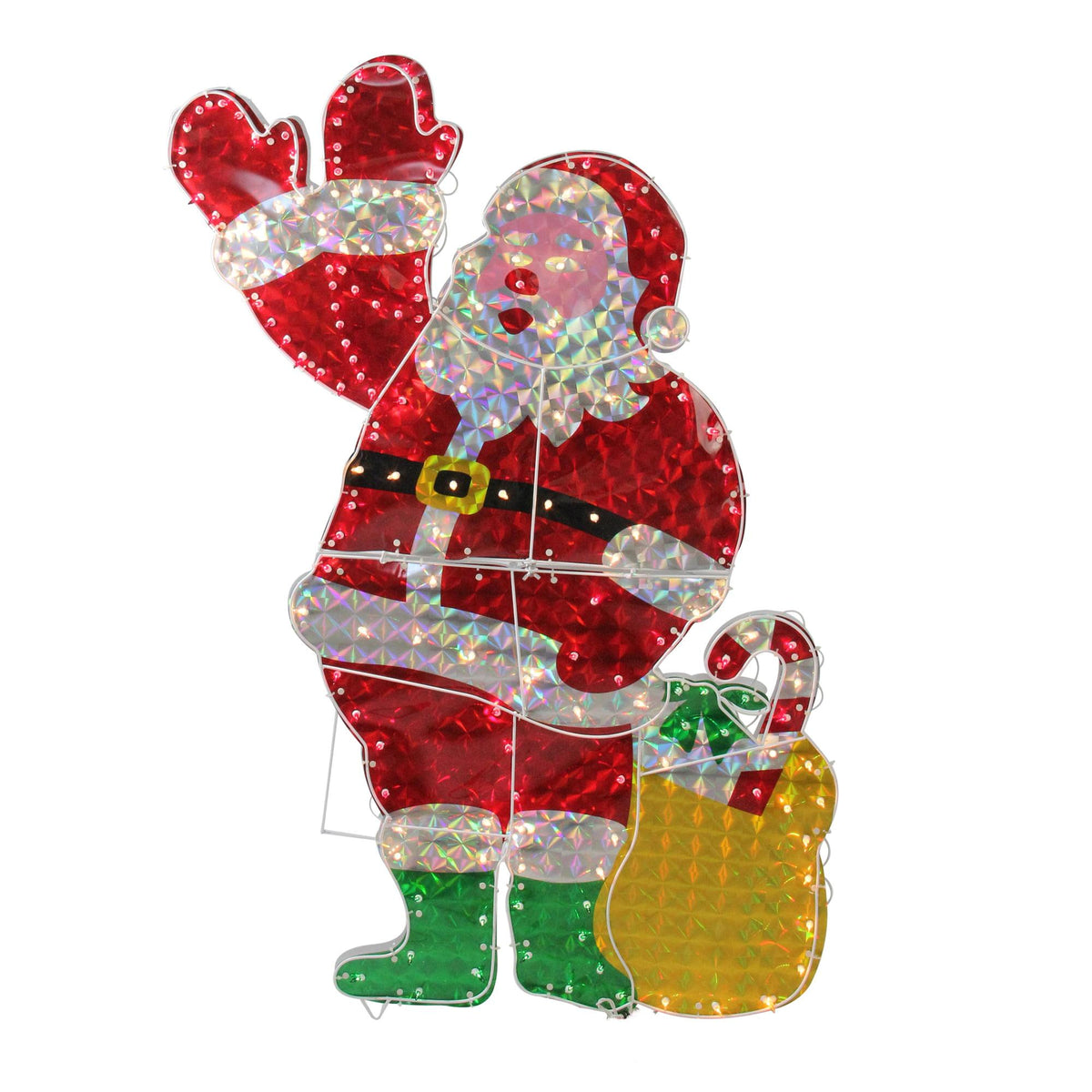 48" Holographic Lighted Waving Santa Claus Outdoor Christmas Decoration
