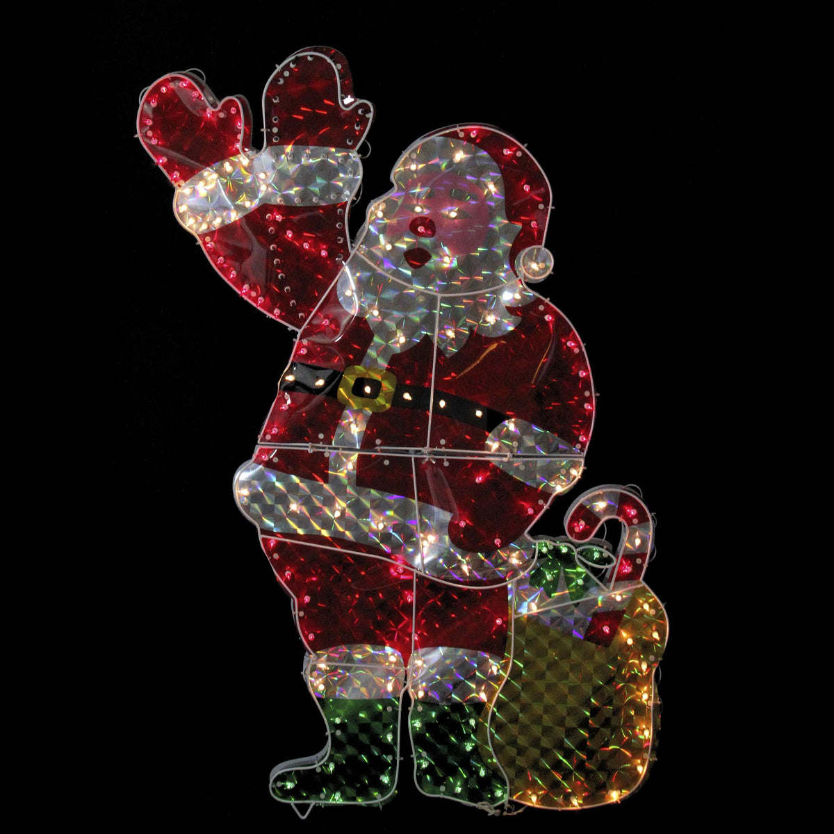 48" Holographic Lighted Waving Santa Claus Outdoor Christmas Decoration