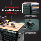 72 inch Heavy Duty Mobile Tool Chest Tool Box, with Solid Top Workbench, 15-Drawer Rolling Tool Chest, Tool StoraOrganizer for Garage, Workshop, and Home, Black