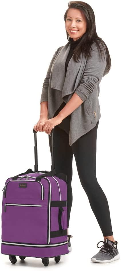 Biaggi Zipsak Foldable Carry-On With Retractable Trolley Handle (Purple)