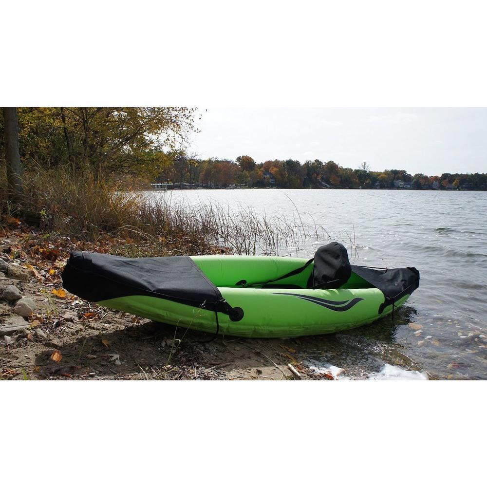 9 ft. Green Inflatable 1-Person Sport Kayak with Rotatable Paddle
