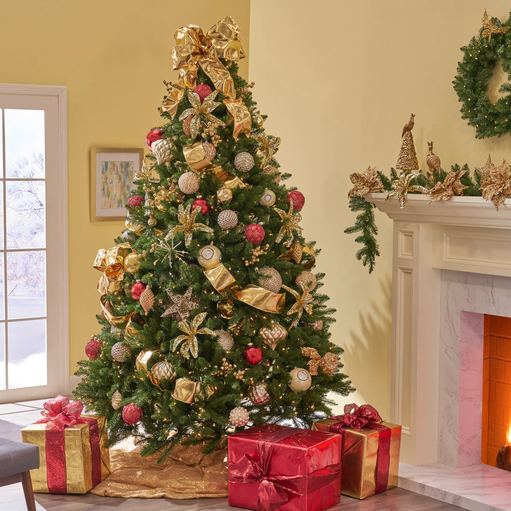 GDF Studio 7 Foot Norway Spruce Pre Lit/Unlit Hinged Artificial Christmas Tree, Clear Lights