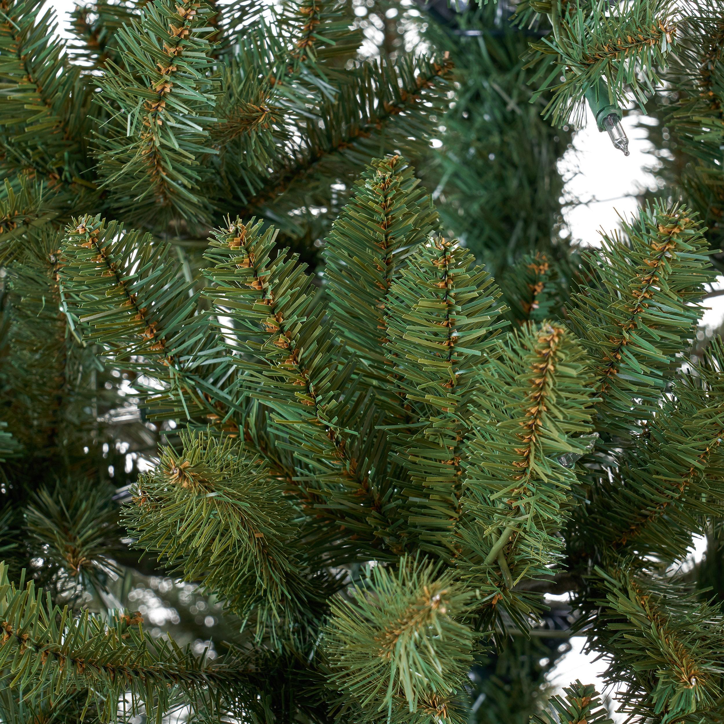 GDF Studio 7 Foot Norway Spruce Pre Lit/Unlit Hinged Artificial Christmas Tree, Clear Lights
