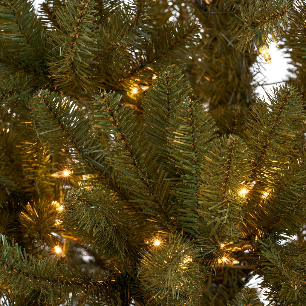 GDF Studio 7 Foot Norway Spruce Pre Lit/Unlit Hinged Artificial Christmas Tree, Clear Lights
