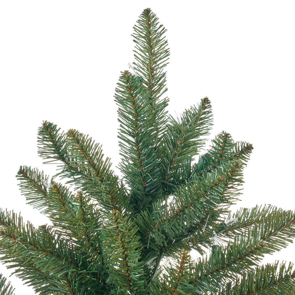 GDF Studio 7 Foot Norway Spruce Pre Lit/Unlit Hinged Artificial Christmas Tree, Clear Lights