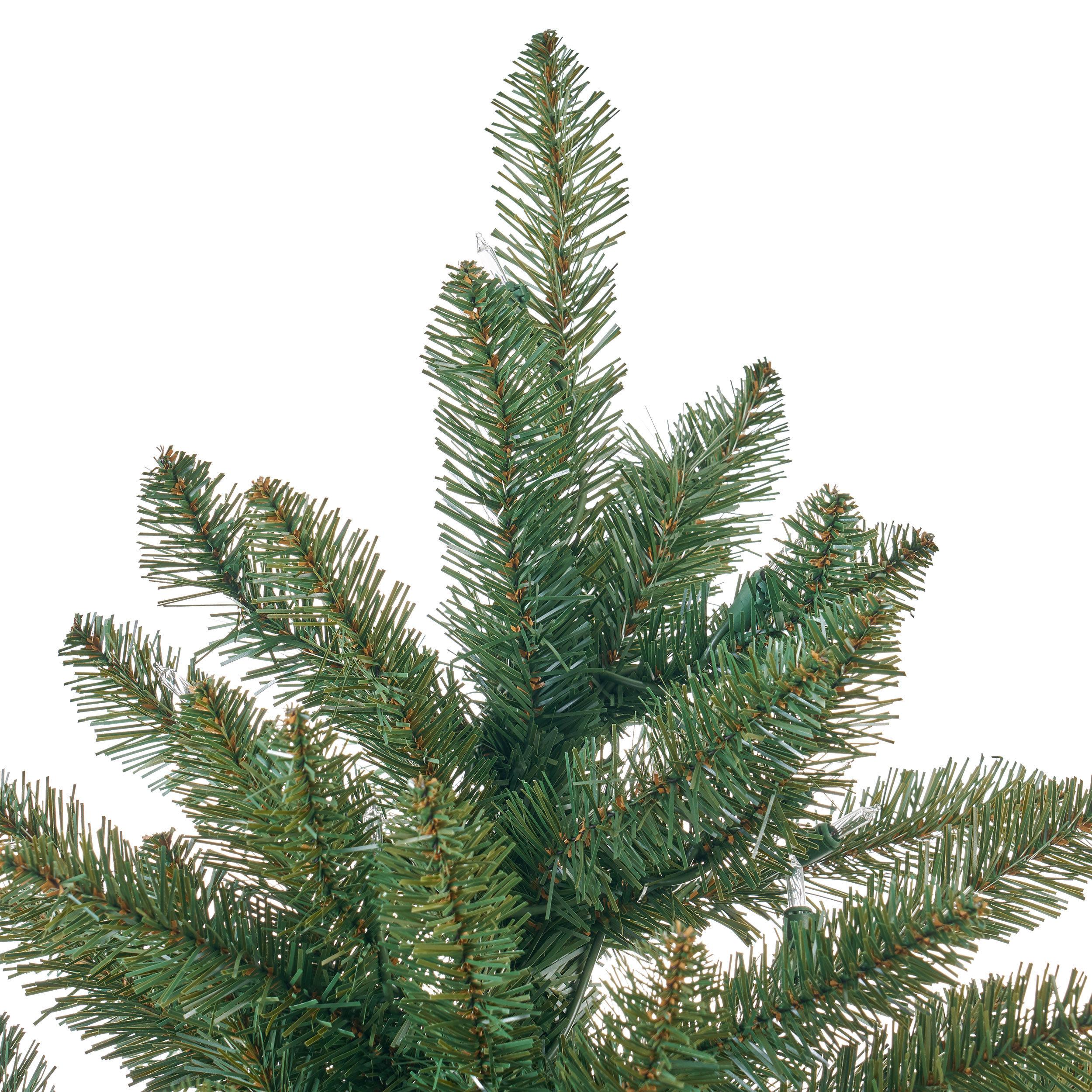 GDF Studio 7 Foot Norway Spruce Pre Lit/Unlit Hinged Artificial Christmas Tree, Clear Lights