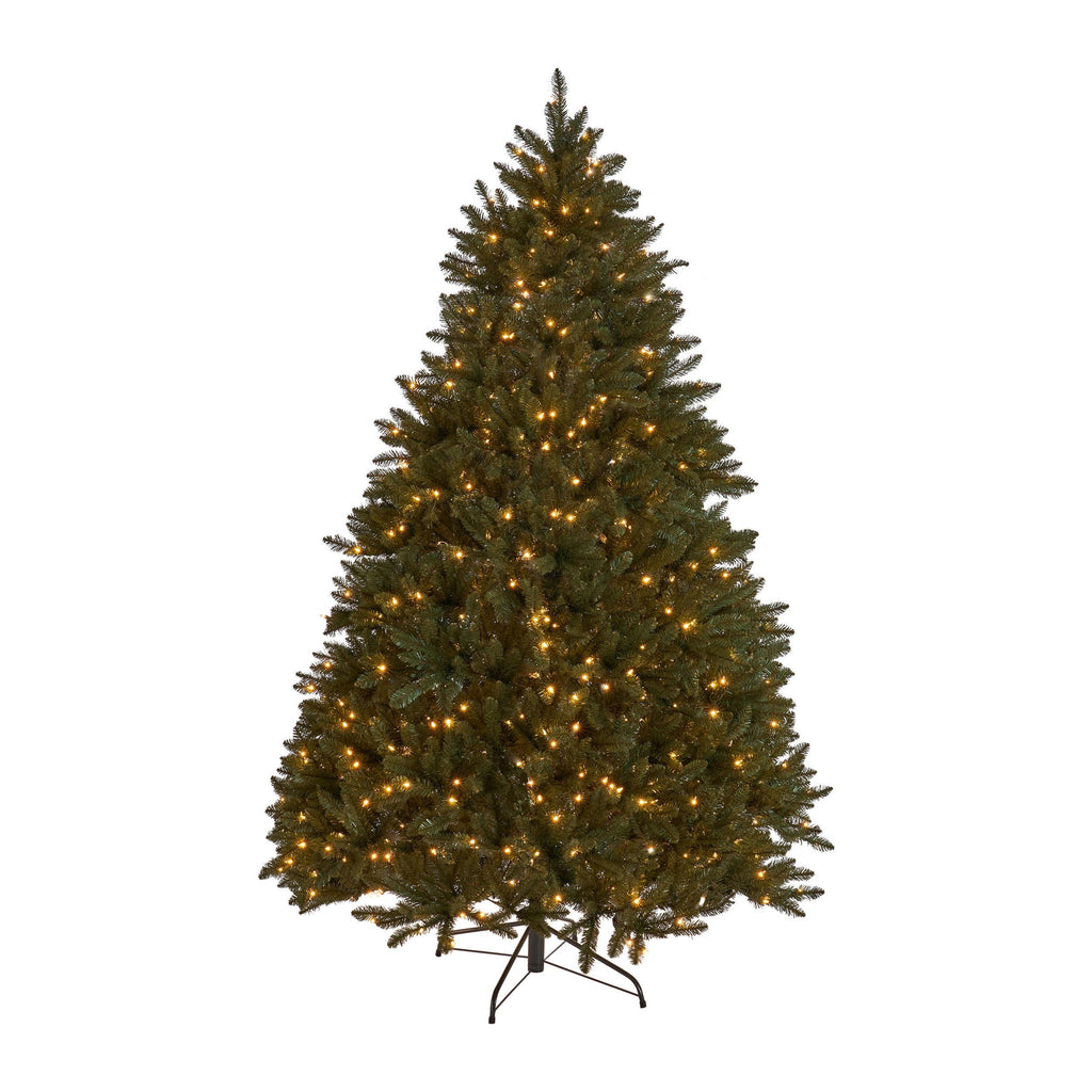 GDF Studio 7 Foot Norway Spruce Pre Lit/Unlit Hinged Artificial Christmas Tree, Clear Lights