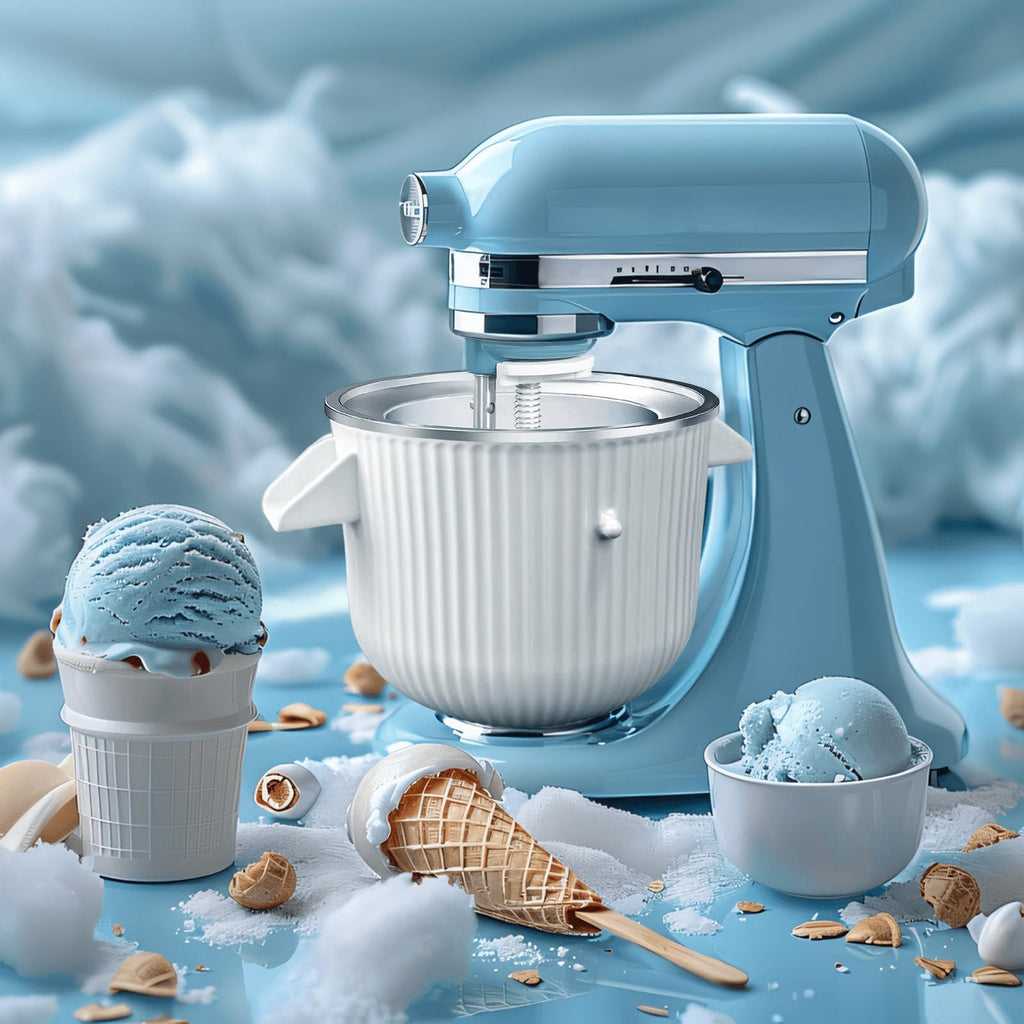 Ice Cream Maker & Shaved Ice Attachment for Kitchen aid Mixer,  Accessories Set Includes Shaved Ice Machine with 8 Ice Molds and Ice Cream Gelato Maker for 4.5 Qt & Larger Stand Mixers
