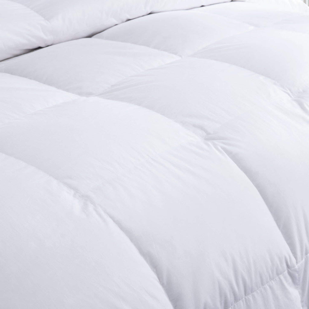 Deluxe Box Stitched 600 Fill Power White Down Comforter, 300TC Cotton, Level 3 Extra Weight Twin